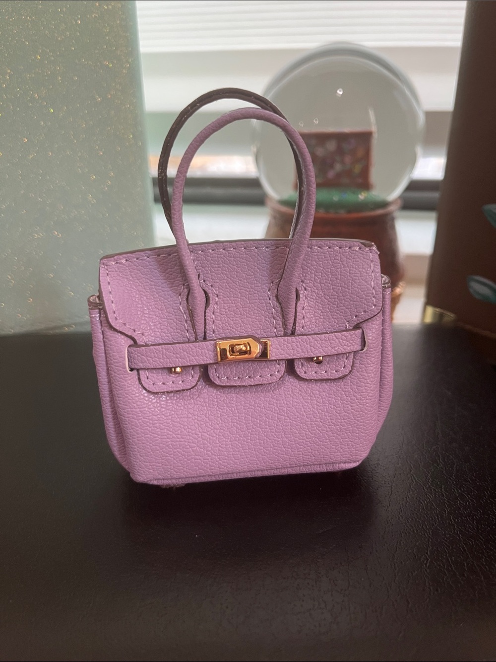 Lavender Mini DOLL SIZE Tote Handbag with Gold Hardware